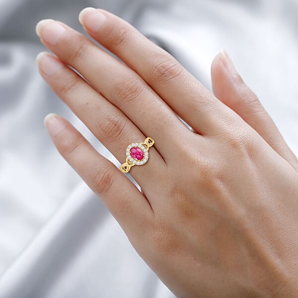 Certified & Appraised Iliana 18K Yellow Gold AAA Mozambique Ruby And G-H SI Diamond Infinity Shank Ring 4.05 Grams 1.25 Ctw