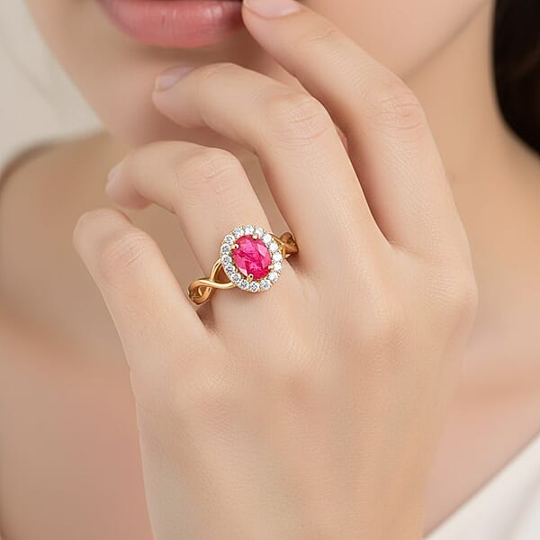 Certified & Appraised Iliana 18K Yellow Gold AAA Mozambique Ruby And G-H SI Diamond Infinity Shank Ring 4.05 Grams 1.25 Ctw