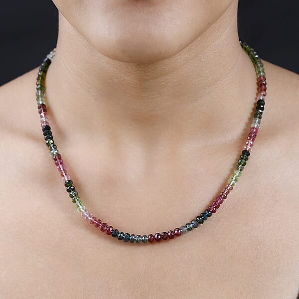 Certified & Appraised Iliana 18K Yellow Gold AAA Multi-Tourmaline Beaded Necklace 18-20 Inches 75.00 Ctw