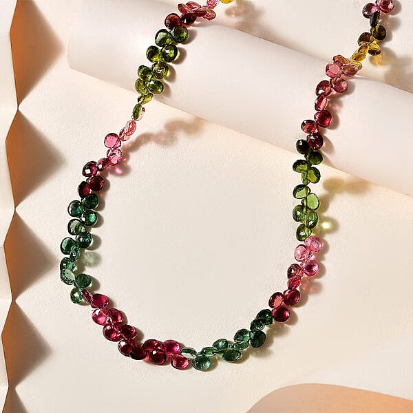Certified & Appraised Iliana 18K Yellow Gold AAA Multi-Tourmaline Beaded Necklace (18 Inches) With 2 Inch Extender 60.00 Ctw