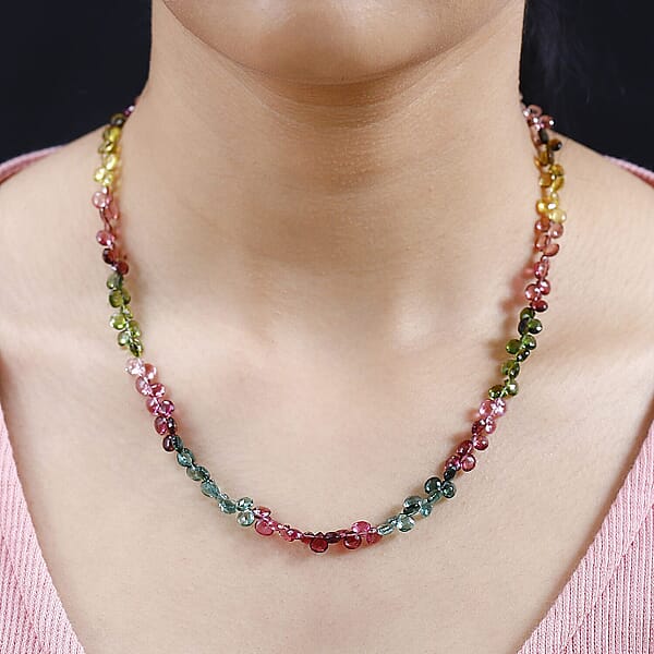 Certified & Appraised Iliana 18K Yellow Gold AAA Multi-Tourmaline Beaded Necklace (18 Inches) With 2 Inch Extender 60.00 Ctw