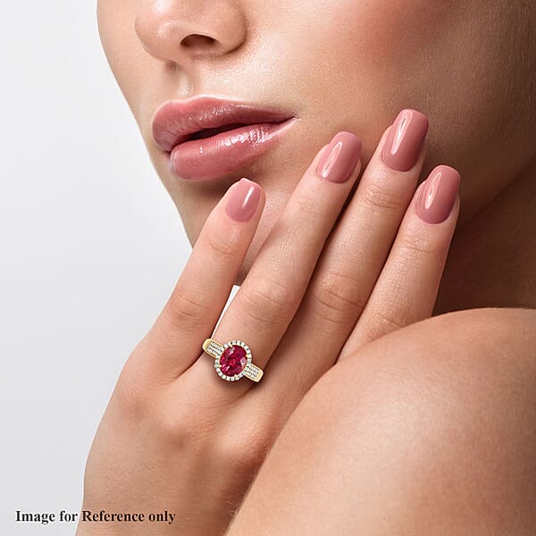 Certified & Appraised Iliana 18K Yellow Gold AAA Ouro Fino Rubellite And G-H SI Diamond Ring 4.20 Grams 3.00 Ctw