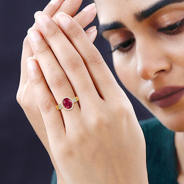 Certified & Appraised Iliana 18K Yellow Gold AAA Ouro Fino Rubellite And G-H SI Diamond Ring 4.20 Grams 3.00 Ctw