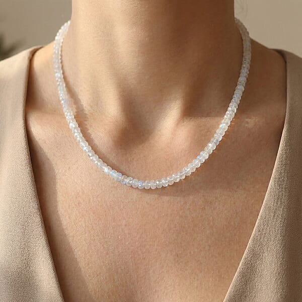 Certified & Appraised Iliana 18K Yellow Gold AAA Rainbow Moonstone Beaded Necklace 18 Inches 105.00 Ctw