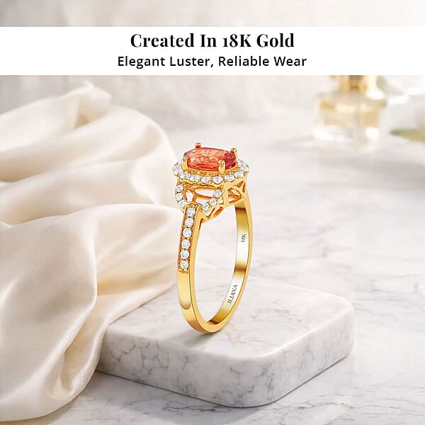 Certified & Appraised Iliana 18K Yellow Gold AAA Songea Sapphire And G-H SI Diamond Ring 1.40 Ctw