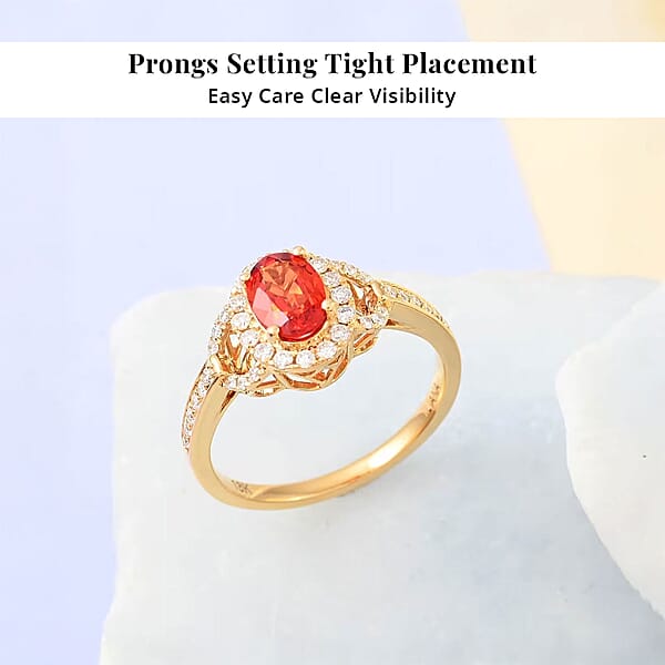 Certified & Appraised Iliana 18K Yellow Gold AAA Songea Sapphire And G-H SI Diamond Ring 1.40 Ctw