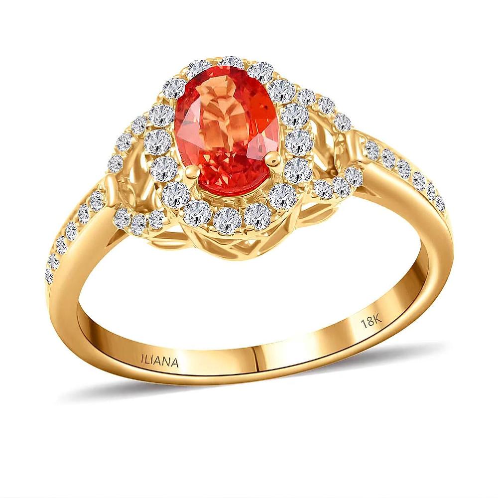 Certified & Appraised Iliana 18K Yellow Gold AAA Songea Sapphire and G-H SI Diamond Ring 1.40 ctw