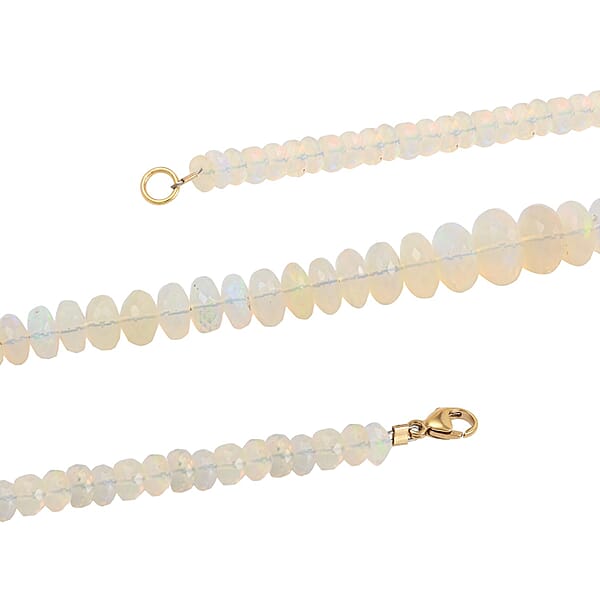 Certified & Appraised Iliana 18K Yellow Gold AAAA Ethiopian Welo Opal Graduated Single Strand Beaded Necklace 18 Inches 90.00 Ctw
