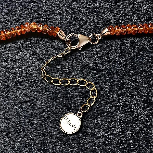 Certified & Appraised Iliana 18K Yellow Gold AAAA Mandarin Garnet Beaded Graduated Necklace 18-20 Inches 90.00 Ctw