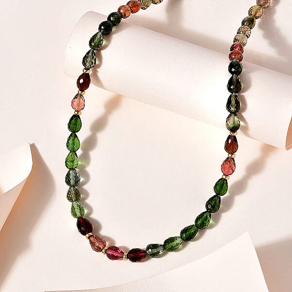Certified & Appraised Iliana 18K Yellow Gold AAAA Multi-Tourmaline Beaded Necklace 18-20 Inches 100.00 Ctw