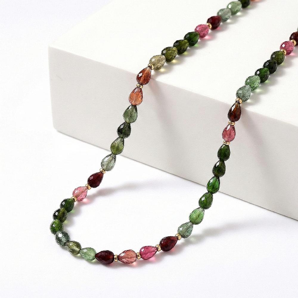 Certified & Appraised Iliana 18K Yellow Gold AAAA Multi-Tourmaline Beaded Necklace 18-20 Inches 100.00 ctw
