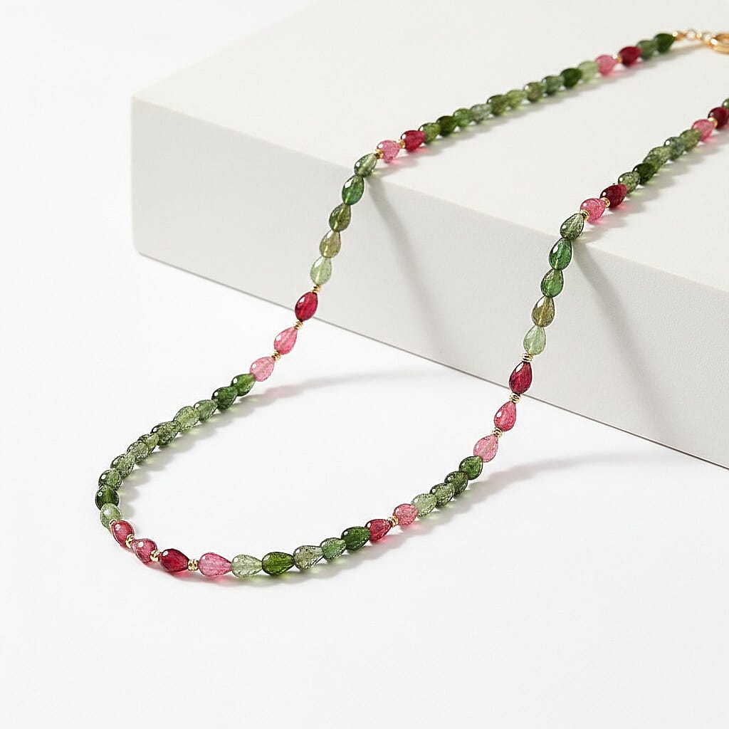 Certified & Appraised Iliana 18K Yellow Gold AAAA Multi-Tourmaline Beaded Graduated Necklace 18 Inches with 2 Inch Extender 50.00 ctw