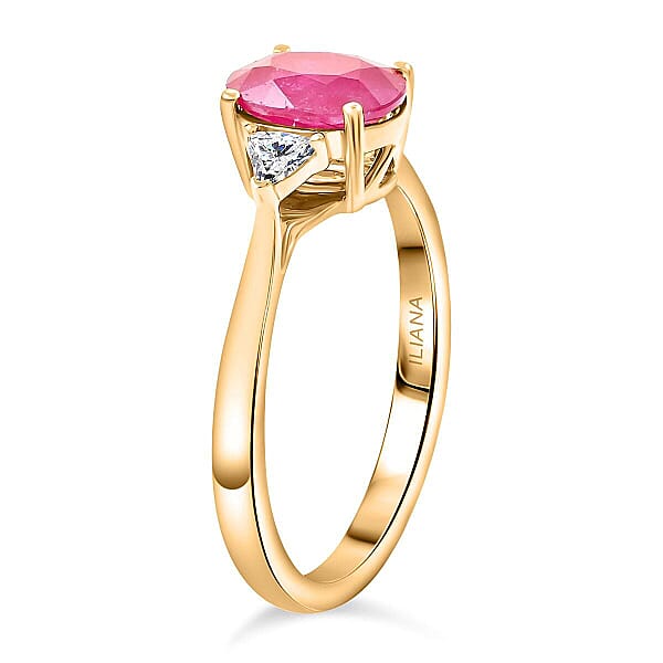 Certified & Appraised Iliana 18K Yellow Gold AAAA Royal Ruby And G-H SI Diamond Ring 1.60 Ctw