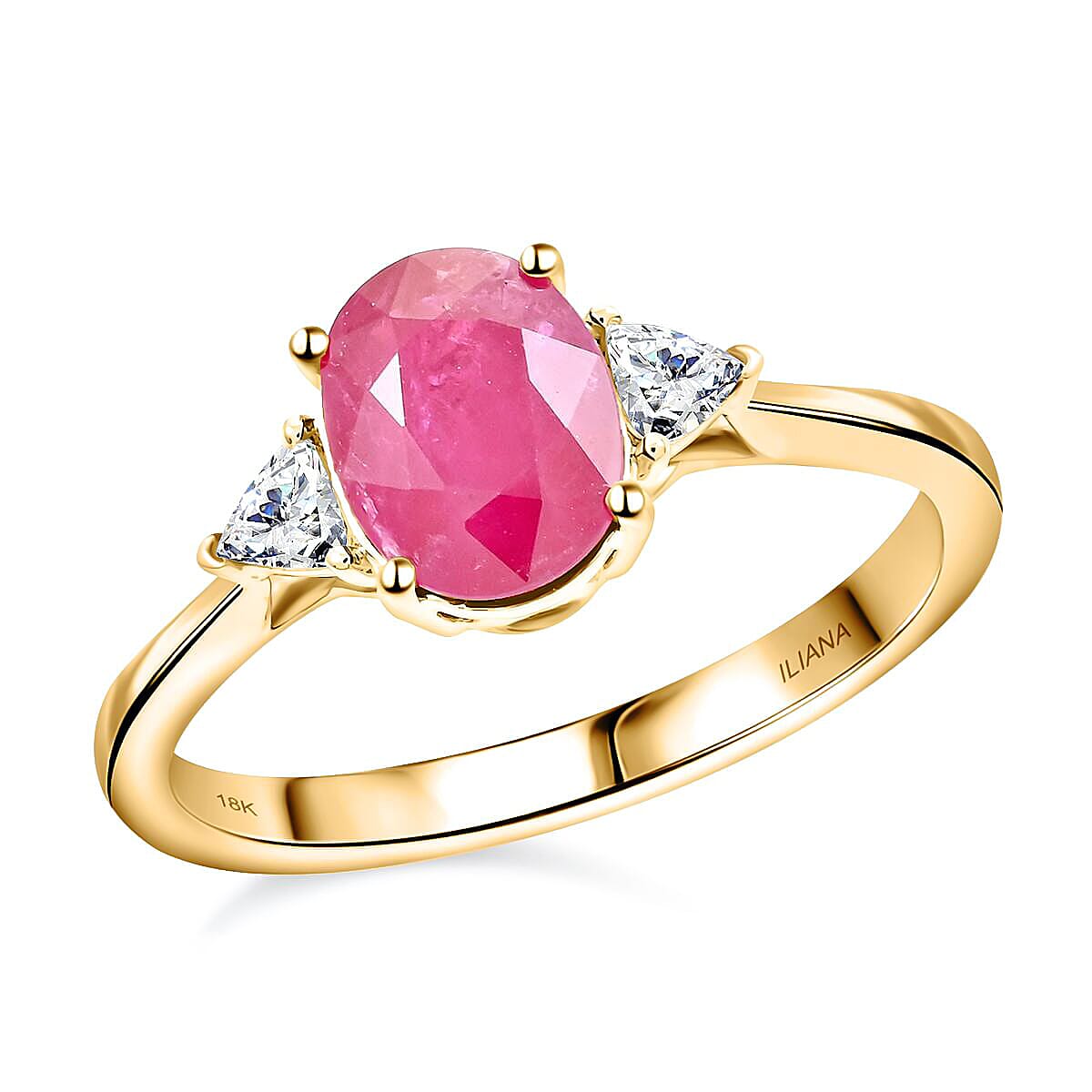 Certified & Appraised Iliana 18K Yellow Gold AAAA Royal Ruby and G-H SI Diamond Ring 1.60 ctw