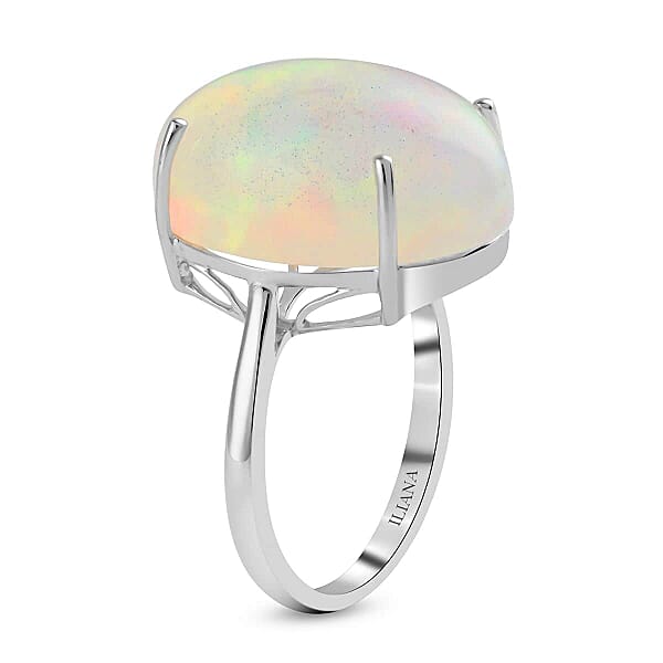Certified & Appraised Iliana AAA Ethiopian Welo Opal 8.35 Ctw Solitaire Ring In 18K White Gold (Size 10.00