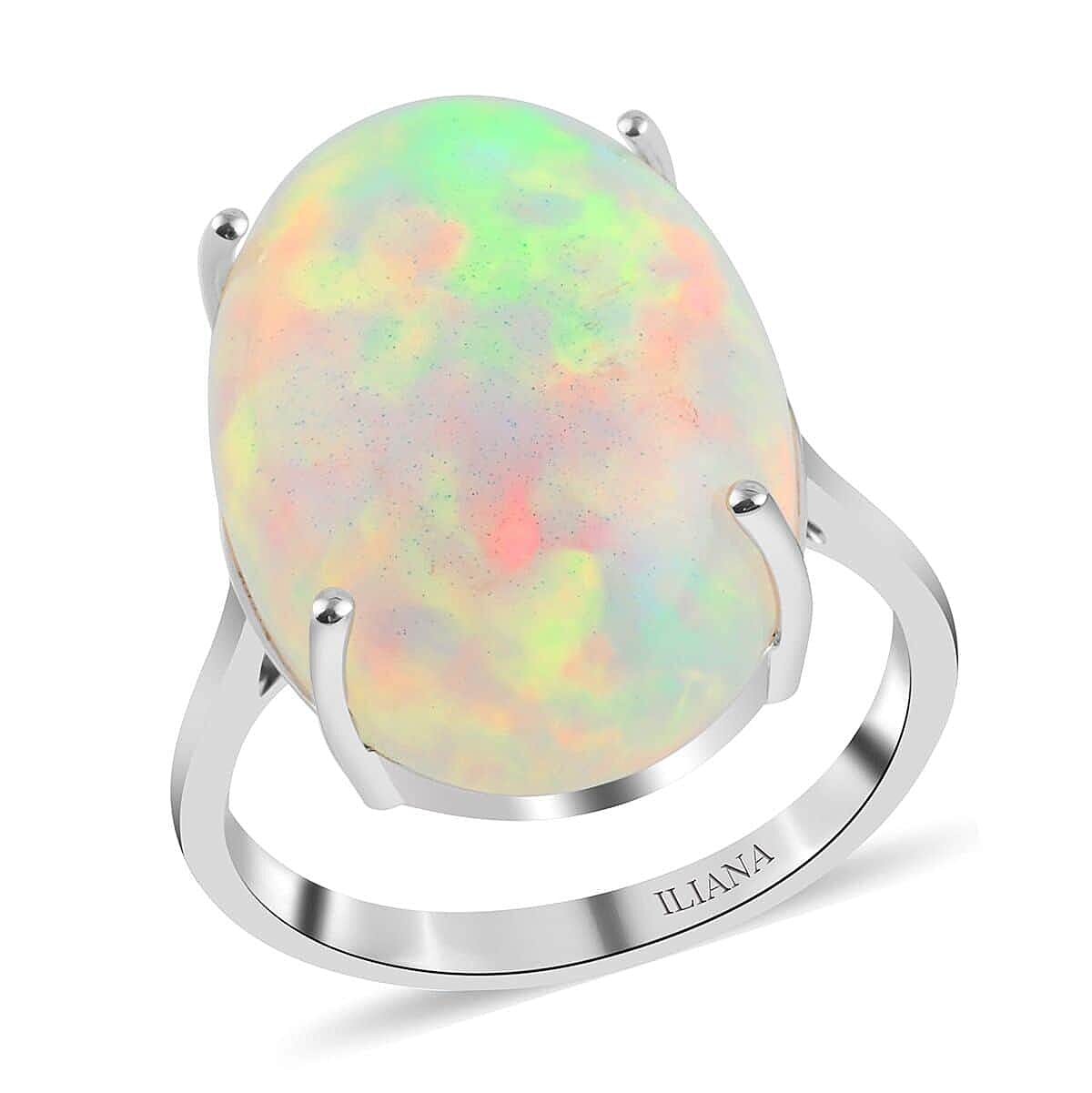 Certified & Appraised Iliana AAA Ethiopian Welo Opal 8.35 ctw Solitaire Ring in 18K White Gold (Size 10.00