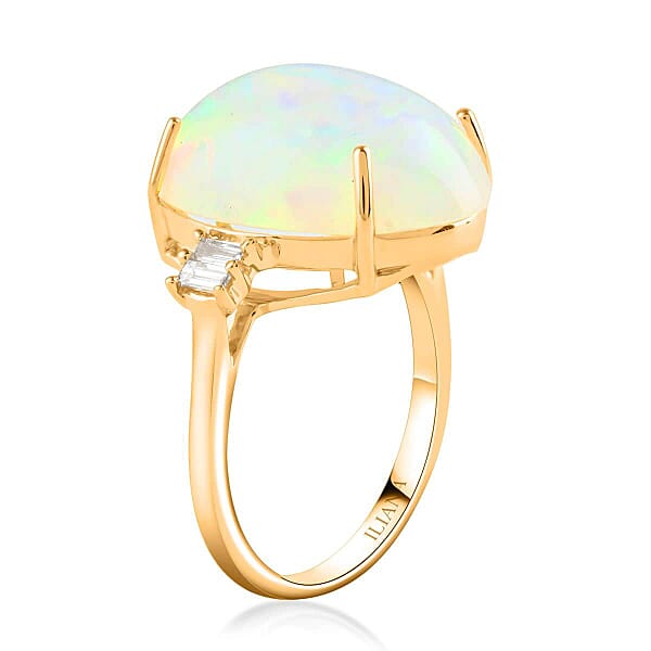 Certified & Appraised Iliana AAA Ethiopian Welo Opal And G-H SI Diamond 7.75 Ctw Ring In 18K Yellow Gold