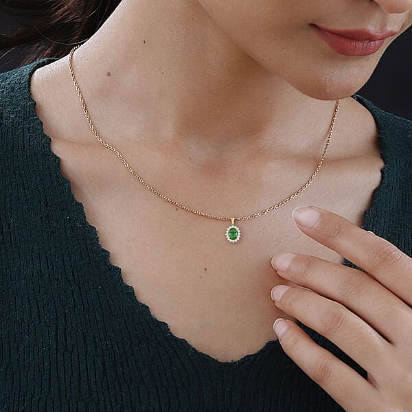 Certified & Appraised Iliana AAA Kagem Zambian Emerald And G-H SI Diamond 2.15 Ctw Pendant Without Chain In 18K Yellow Gold