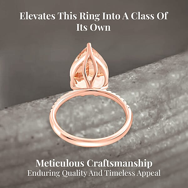 Certified & Appraised Iliana AAA Marropino Morganite And G-H SI Diamond 6.35 Ctw Ring In 18K Rose Gold