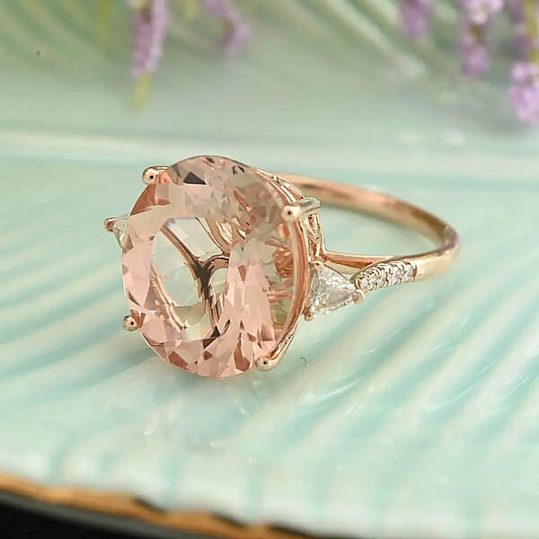 Certified & Appraised Iliana AAA Marropino Morganite And G-H SI Diamond 8.00 Ctw Ring In 18K Rose Gold