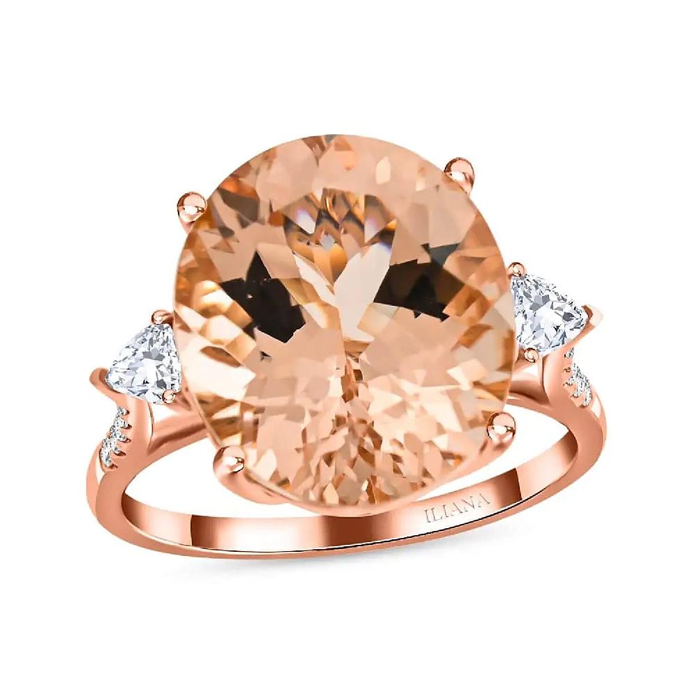 Certified & Appraised Iliana AAA Marropino Morganite and G-H SI Diamond 8.00 ctw Ring in 18K Rose Gold