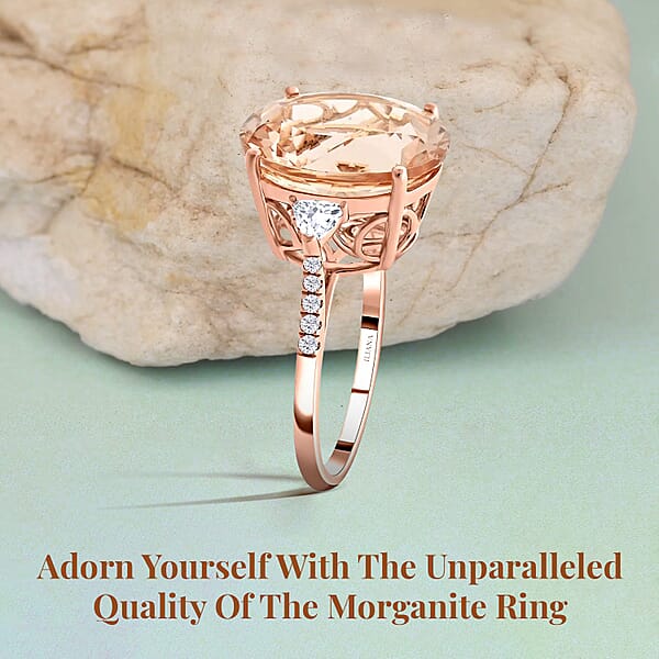 Certified & Appraised Iliana AAA Marropino Morganite And G-H SI Diamond 8.00 Ctw Ring In 18K Rose Gold