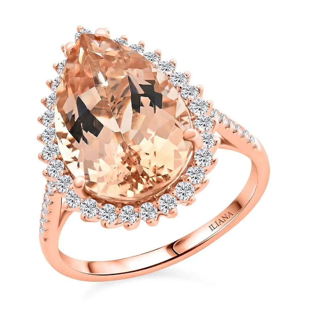 Certified & Appraised Iliana AAA Marropino Morganite and G-H SI Diamond 6.15 ctw Halo Ring in 18K Rose Gold