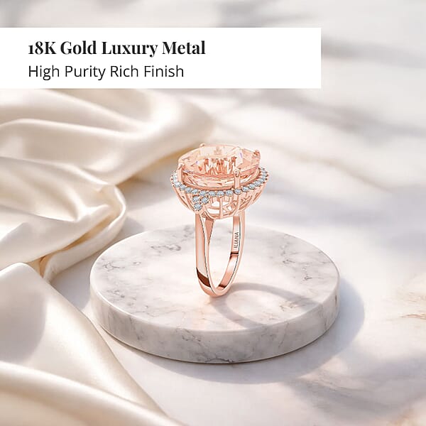 Certified & Appraised Iliana AAA Marropino Morganite And SI Diamond 11.35 Ctw Ring In 18K Rose Gold 6.30 Grams