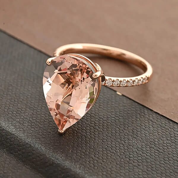 Certified & Appraised Iliana AAA Marropino Morganite And G-H SI Diamond 6.35 Ctw Ring In 18K Rose Gold