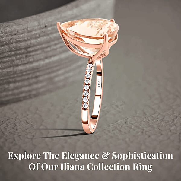 Certified & Appraised Iliana AAA Marropino Morganite And G-H SI Diamond 6.35 Ctw Ring In 18K Rose Gold