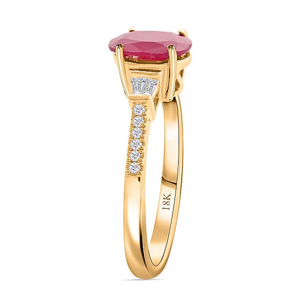 Certified & Appraised Iliana AAA Montepuez Ruby And G-H SI Diamond 1.60 Ctw Ring In 18K Yellow Gold