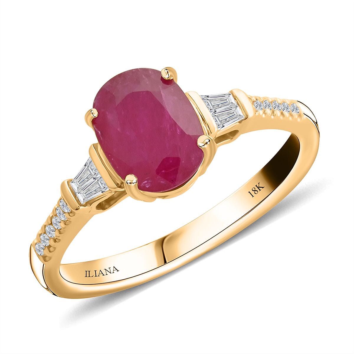 Certified & Appraised Iliana AAA Montepuez Ruby and G-H SI Diamond 1.60 ctw Ring in 18K Yellow Gold