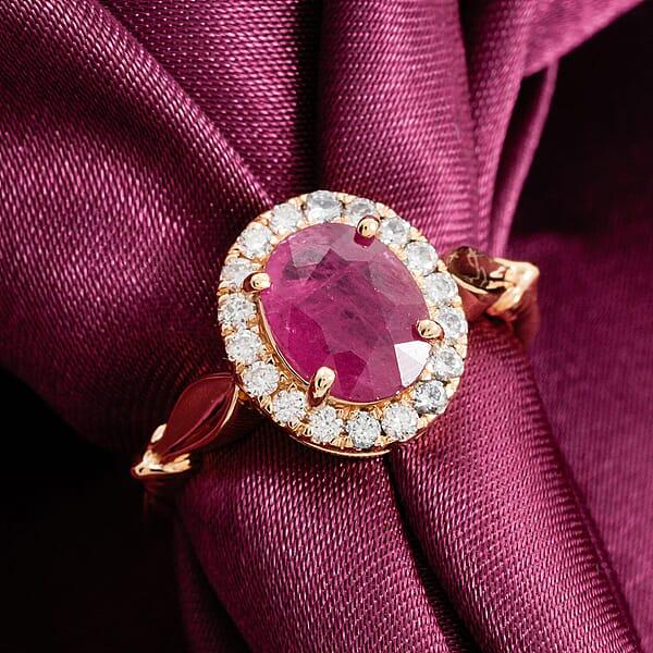 Certified & Appraised Iliana AAA Montepuez Ruby And G-H SI Diamond 2.50 Ctw Ring In 18K Yellow Gold 5.42 Grams