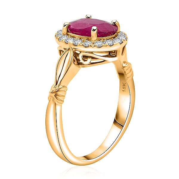 Certified & Appraised Iliana AAA Montepuez Ruby And G-H SI Diamond 2.50 Ctw Ring In 18K Yellow Gold 5.42 Grams