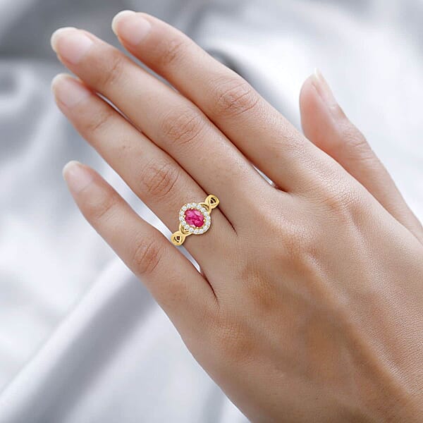 Certified & Appraised Iliana AAA Mozambique Ruby And G-H SI Diamond 1.25 Ctw Infinity Shank Ring In 18K Yellow Gold 4.05 Grams