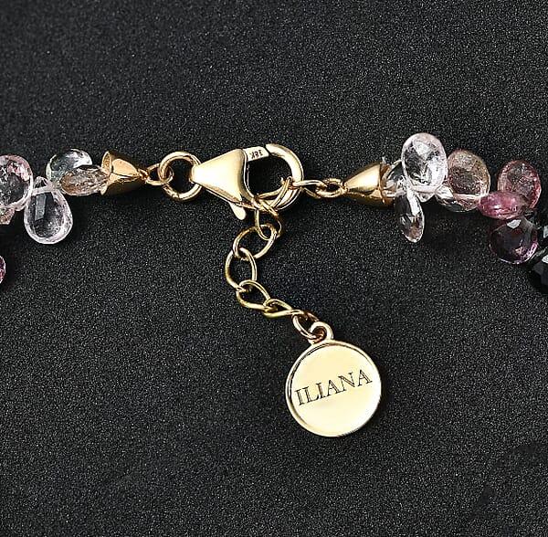Certified & Appraised Iliana AAA Multi-Tourmaline 35.00 Ctw Beaded Bracelet In 18K Yellow Gold (7.00-8.00In)
