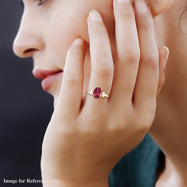 Certified & Appraised Iliana AAA Ouro Fino Rubellite And G-H SI Diamond 2.80 Ctw Ring In 18K Yellow Gold