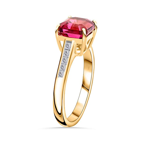 Certified & Appraised Iliana AAA Ouro Fino Rubellite And G-H SI Diamond 1.50 Ctw Ring In 18K Yellow Gold