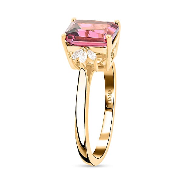 Certified & Appraised Iliana AAA Ouro Fino Rubellite And G-H SI Diamond 2.85 Ctw Ring In 18K Yellow Gold 4 Grams