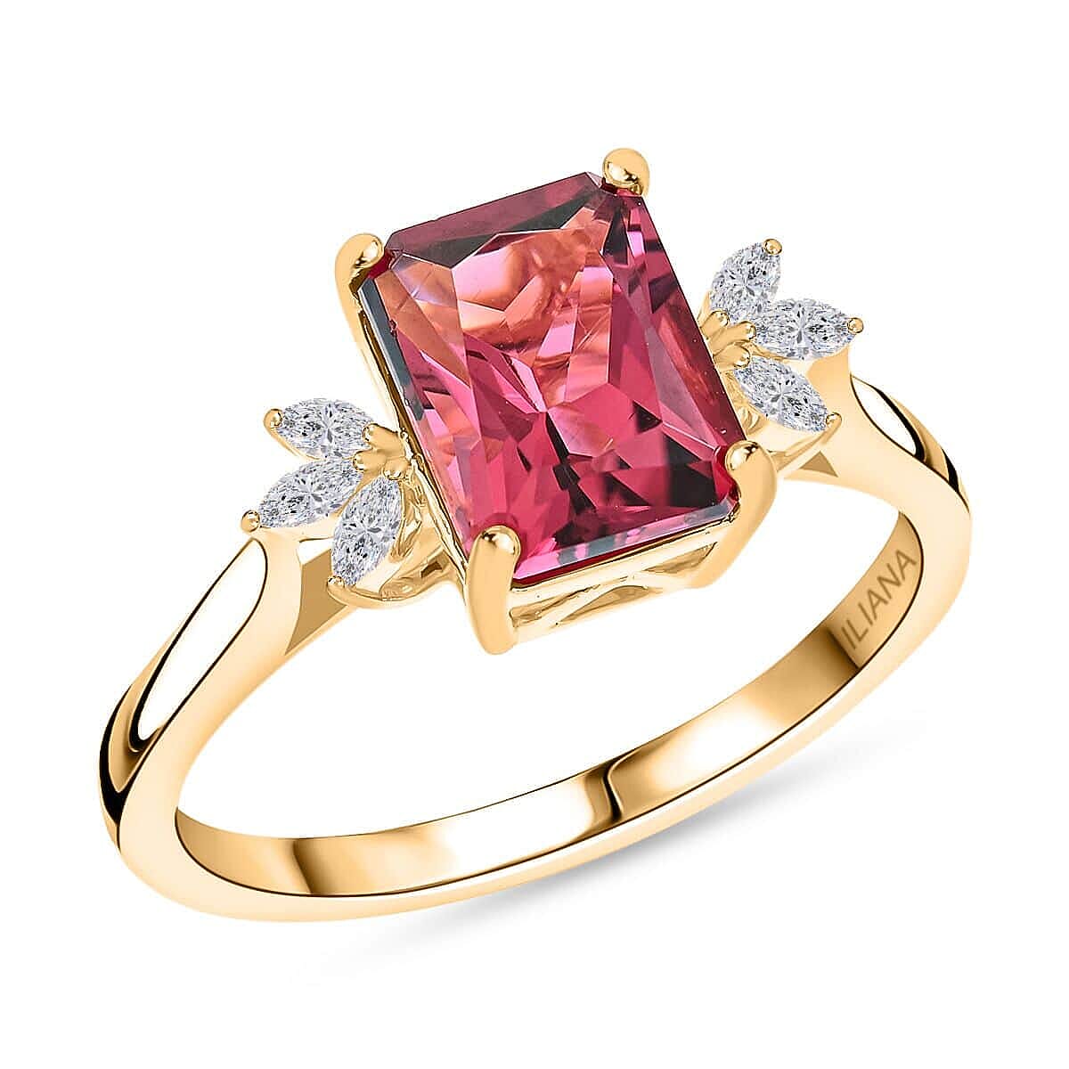 Certified & Appraised Iliana AAA Ouro Fino Rubellite and G-H SI Diamond 2.85 ctw Ring in 18K Yellow Gold 4 Grams