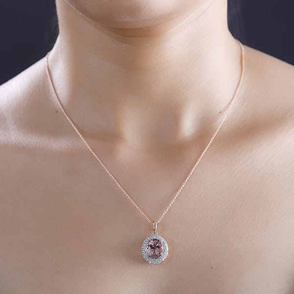Certified & Appraised Iliana AAA Pink Morganite Mahenge Spinel And G-H SI Diamond 2.50 Ctw Floral Pendant Necklace In 18K Rose Gold 18 Inches