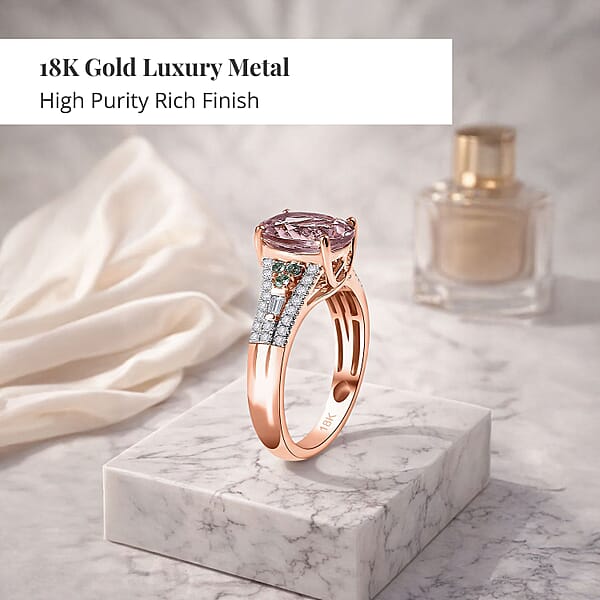 Certified & Appraised Iliana AAA Pink Morganite Paraiba Tourmaline And G-H SI Diamond 2.90 Ctw Ring In 18K Rose Gold