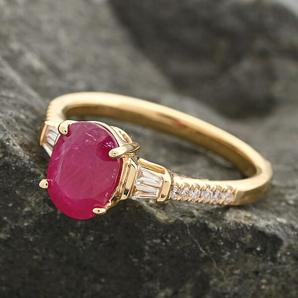 Certified & Appraised Iliana AAA Royal Ruby And G-H SI Diamond 1.60 Ctw Ring In 18K Yellow Gold