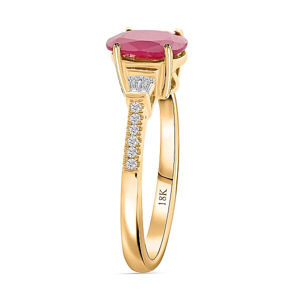 Certified & Appraised Iliana AAA Royal Ruby And G-H SI Diamond 1.60 Ctw Ring In 18K Yellow Gold