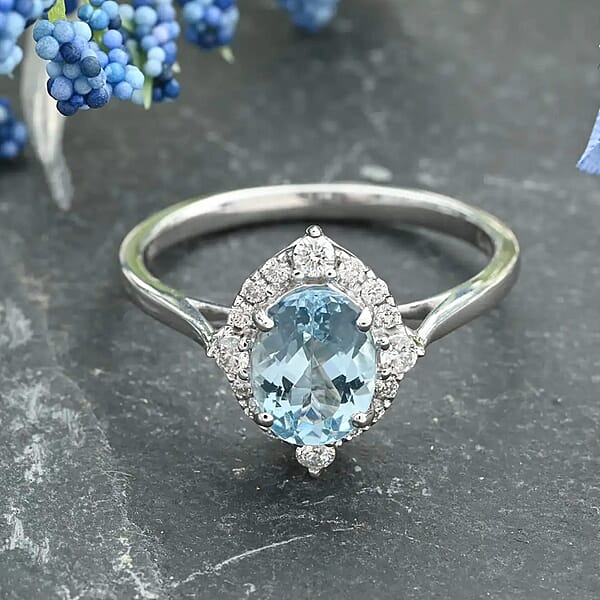 Certified & Appraised Iliana AAA Santa Maria Aquamarine And G-H SI Diamond 1.50 Ctw Ring In 18K White Gold