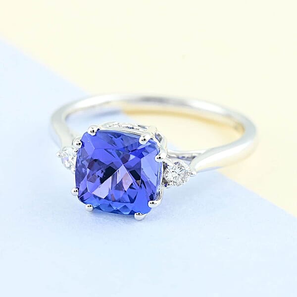 Certified & Appraised Iliana AAA Tanzanite And G-H SI Diamond 2.40 Ctw Ring In 18K White Gold