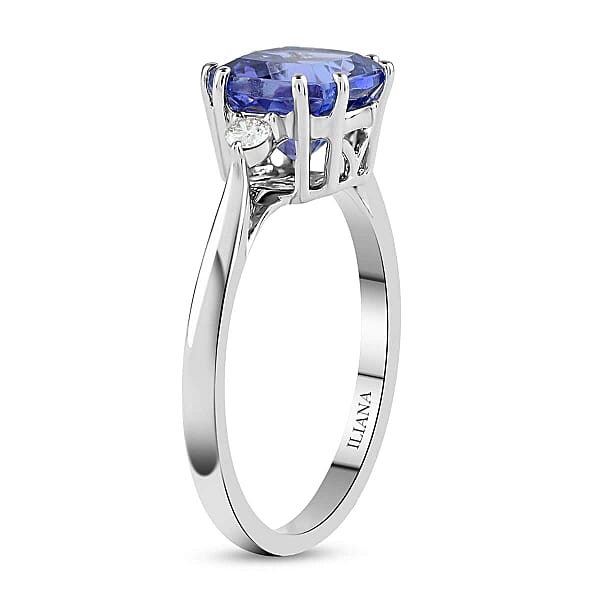 Certified & Appraised Iliana AAA Tanzanite And G-H SI Diamond 2.40 Ctw Ring In 18K White Gold