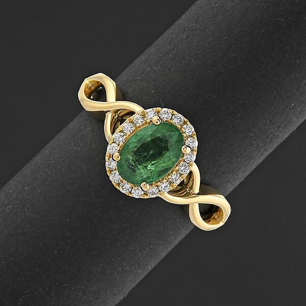 Certified & Appraised Iliana AAAA Kagem Zambian Emerald And SI Diamond 1.00 Ctw Ring In 18K Yellow Gold