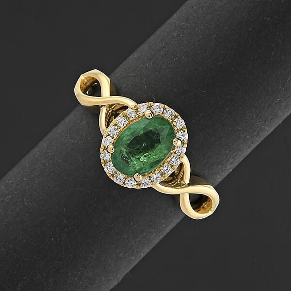 Certified & Appraised Iliana AAAA Kagem Zambian Emerald And SI Diamond 1.00 Ctw Ring In 18K Yellow Gold