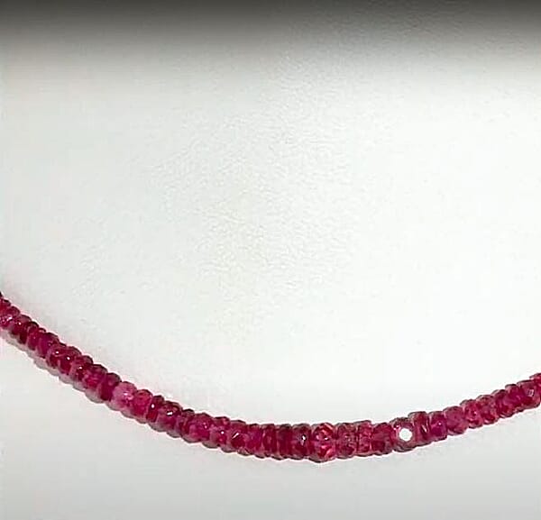 Certified & Appraised Iliana AAAA Ouro Fino Rubellite 53.00 Ctw Beaded Graduated Necklace In 18K Yellow Gold 18-20 Inches